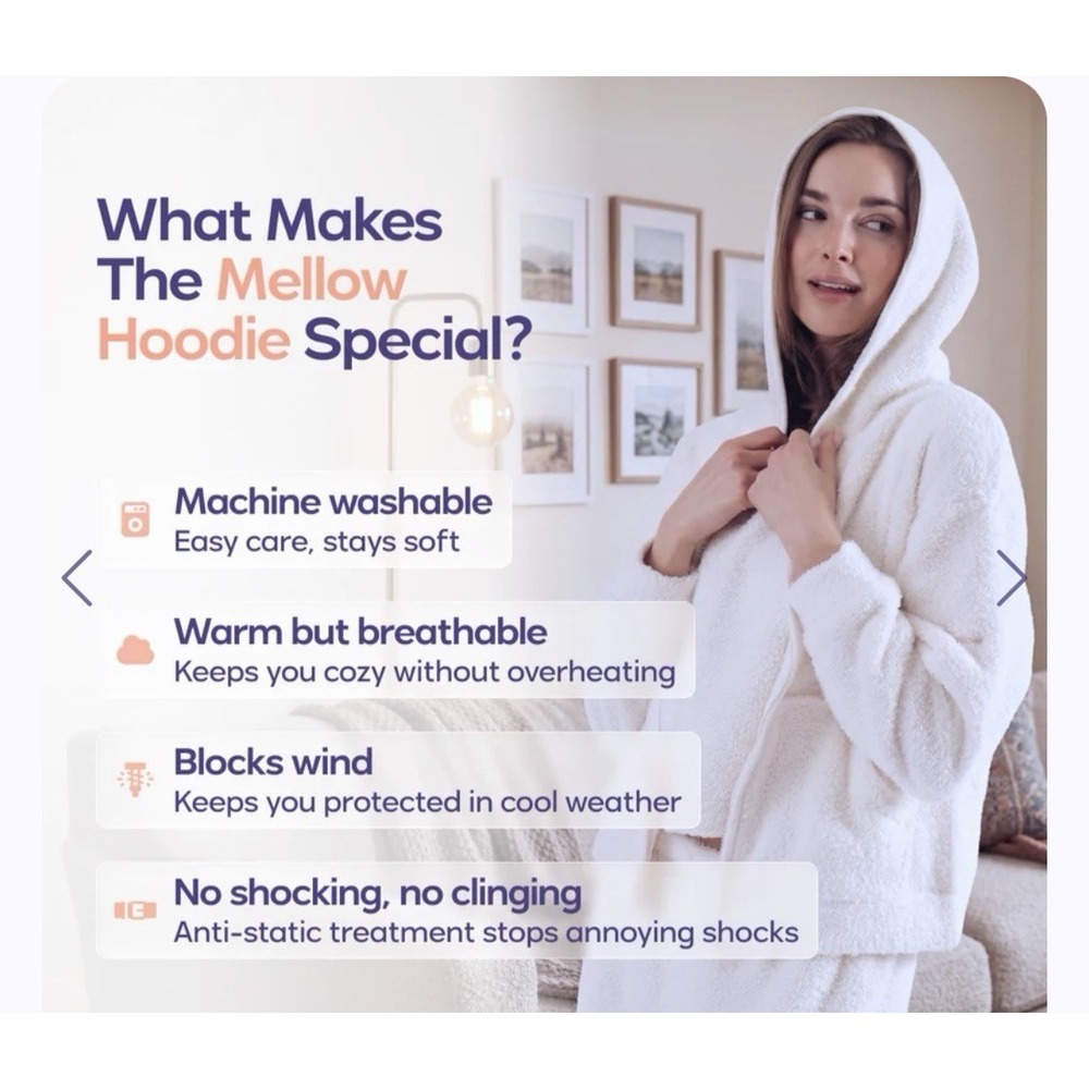 MellowSoft Zip-up Hoodie Super Soft Full Zip Fleece Long Sleeve Cozy Lilac XL - Picture 3 of 13